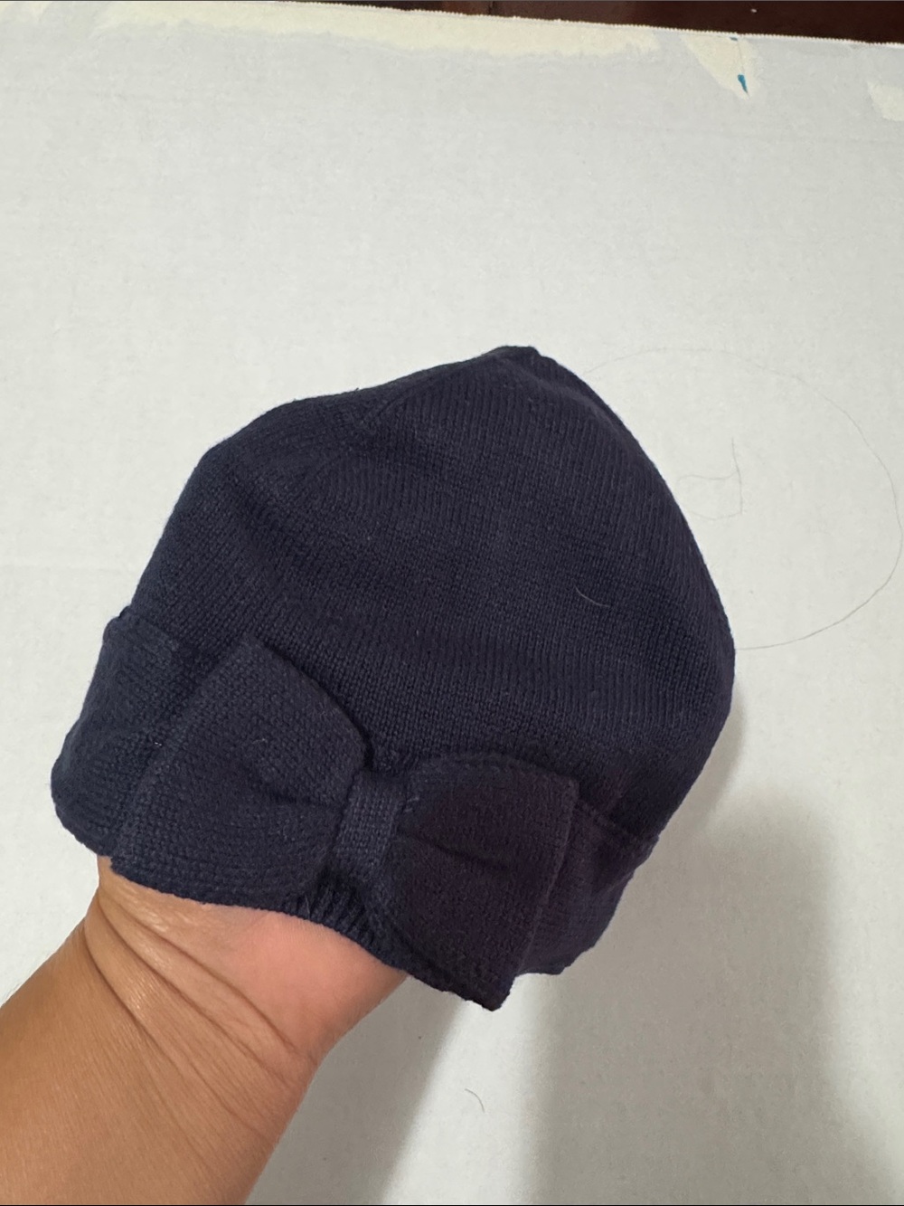 Janie and Jack Navy Knit Hat with Bow